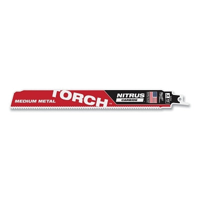 10 TPI TORCH with NITRUS Carbide Teeth SAWZALL Blade, 9 in L, 1 in W, Carbide Teeth Blade, Metal
