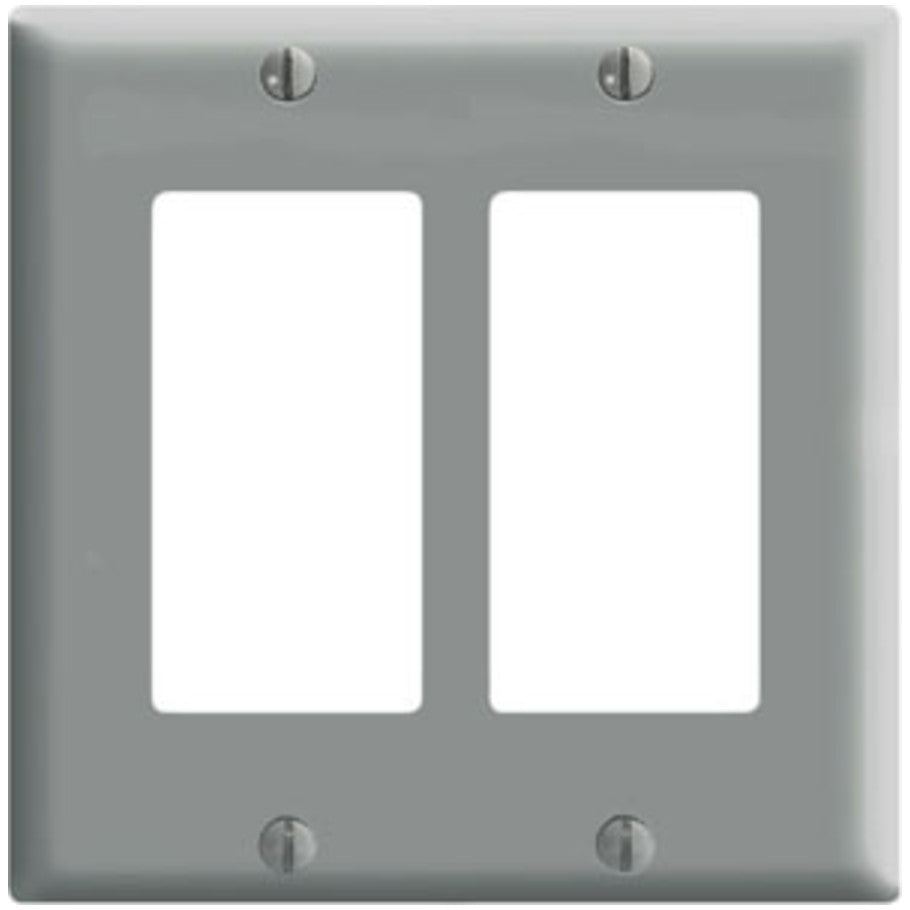 Decora/GFCI Device Wall Plate, Device Mount, 2-Gang, Thermoset, Gray
