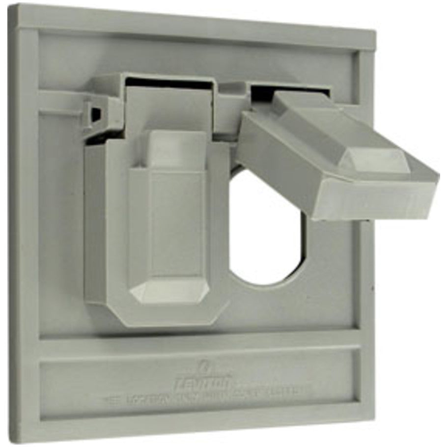 Weather-Resistant Duplex Receptacle Cover, Horizontal, Oversized 1-Gang, Gray