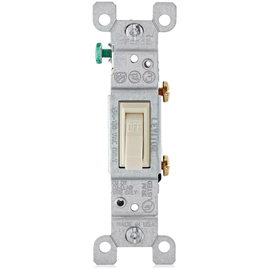 Quickwire Switch with Ground Screw, 1-Pole, 15A, 120V, Light Almond