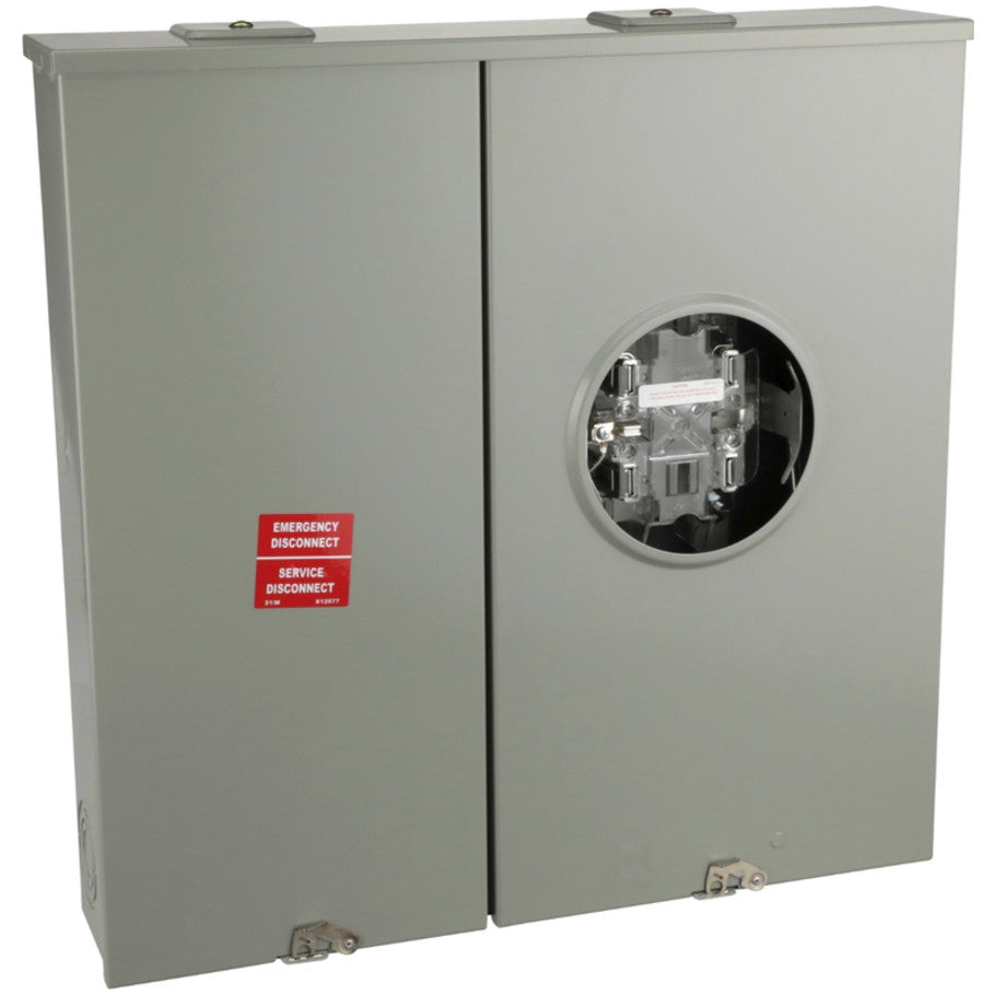 Meter mains, QO, ringless socket, 200A, surface mount, lever bypass