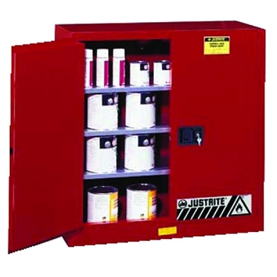 Safety Cabinets for Combustibles, Manual-Closing Cabinet, 40 Gallon, Red