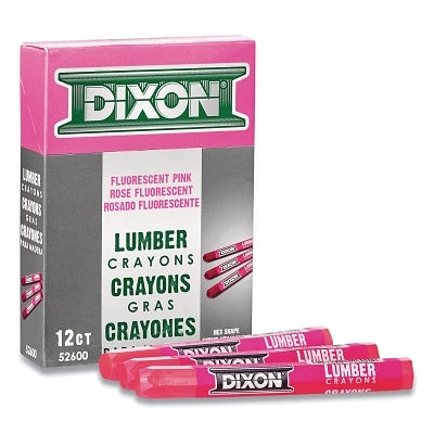 Lumber Crayon, 1/2 dia, 4-1/2 in L, Fluorescent Pink