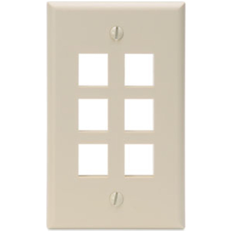 QuickPort Standard Plastic Wallplate, 1-Gang, 6-Port, Ivory