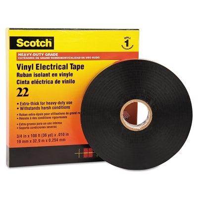 Heavy-Duty Vinyl Insulation Tapes 22, 36 yd x 3/4 in, Black