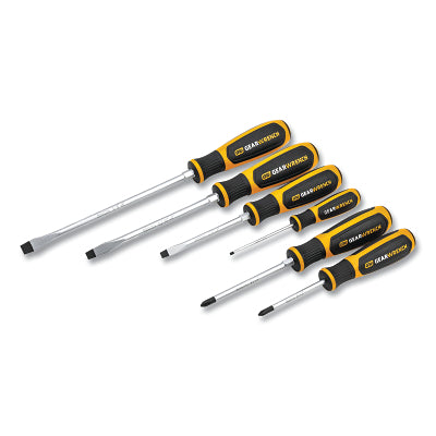 Dual Material Combination Phillips/Slotted Screwdriver Set, 1/8 in, #1 to 3/8 in, #2 Size Range, 6-Pc with Tray