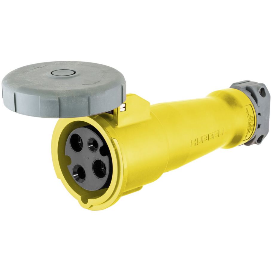 Pin and Sleeve Connector, 30 A, 125 VAC, 2-Pole, 3-Wire, Yellow