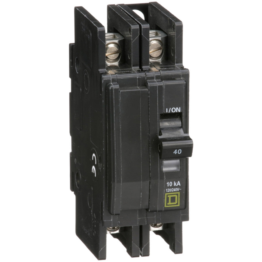 QOU Miniature Low Ampere Circuit Breaker, Unit-Mount, 10kA, 120/240 Vac, 2-Pole, 40A