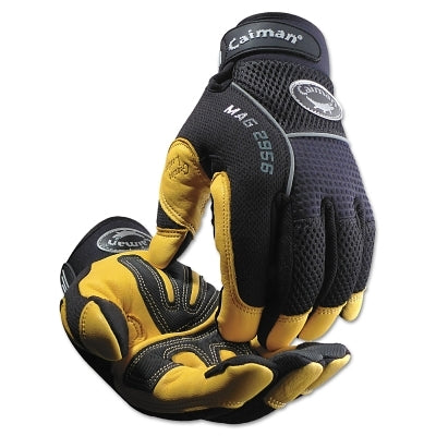 Gold Grain Leather Palm Gloves, X-Large, Gold/Black