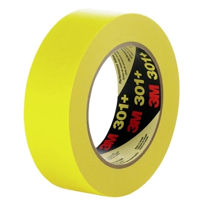 3M 051115-64751 Performance Yellow Masking Tape 301+, 24 mm x 55 m x 6.3 mil, Yellow