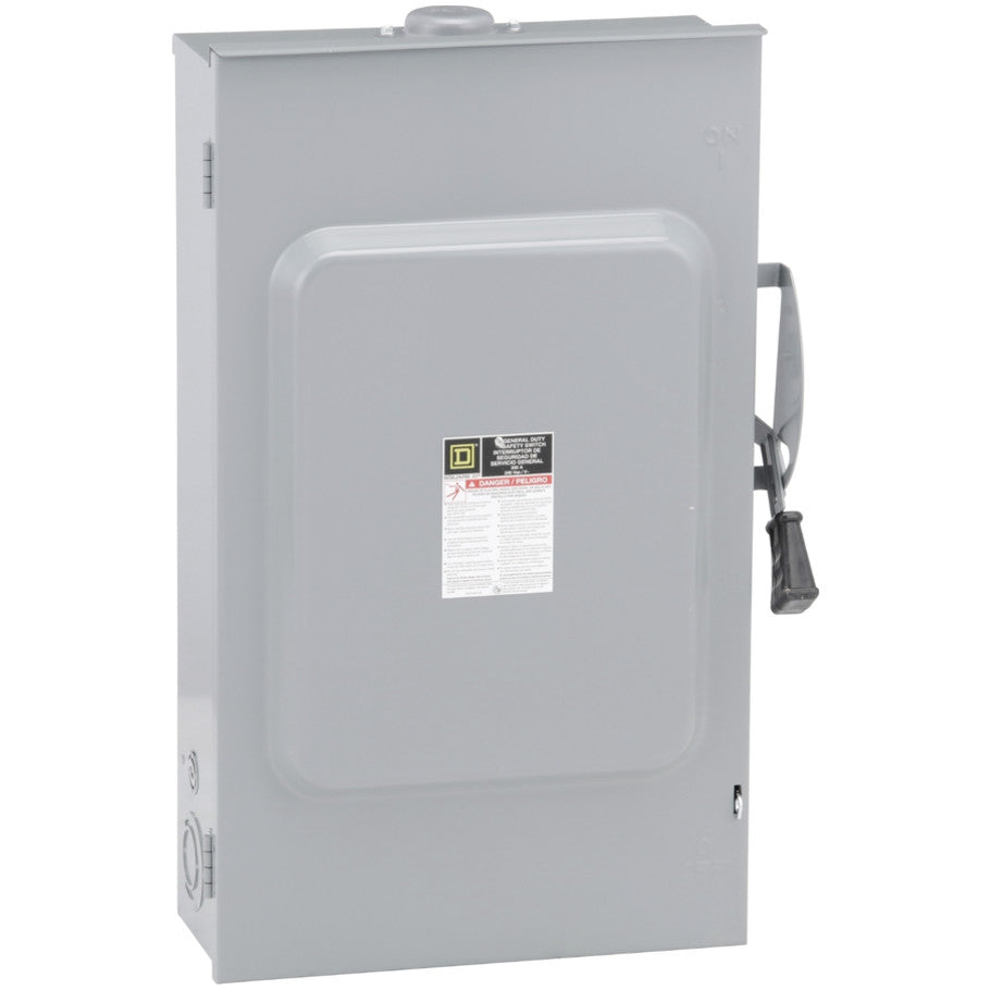 General Duty Safety Switch, Fusible, 200A, 2-Pole, 60hp, 240VAC, NEMA 3R, Bolt on Hub Provision