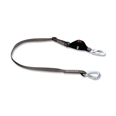 V-SERIES Tie-Back Shock Absorbing Safety Lanyard, 6 ft, Single, FP5K Carabiner/Small Tie-Back Snaphook, Web, Adj, 310 lb