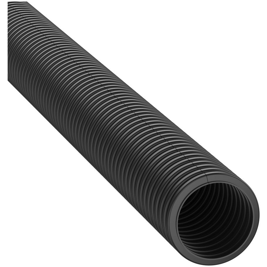 Slit Wall Corrugated Loom Tubing, Black, 100 ft L x .76 in. Dia