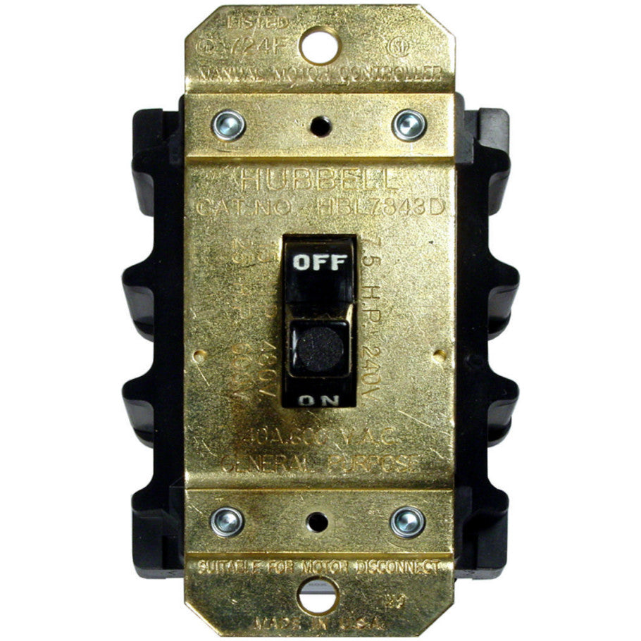 AC Manual Toggle Controller And Disconnect, 2-Pole, 40 A, 600V, Black