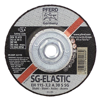 Type 27 Premium Performance SG Depressed Center Cut-Off Wheel, 4-1/2 in Diameter, 1/8 in Thick, 5/8 Arbor, 46 Grit