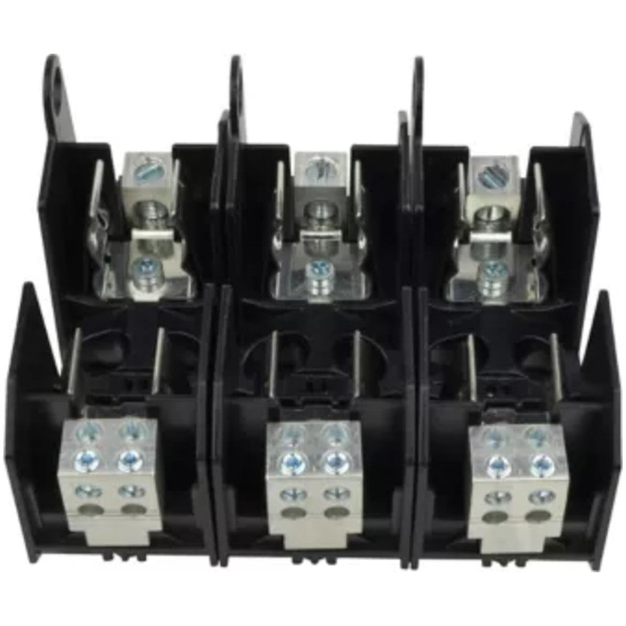 JM Series, Modular Fuse Block, Black, 60A, 600V, 3-Pole, DIN Rail Panel, Class J Fuse Holder, Box Lug