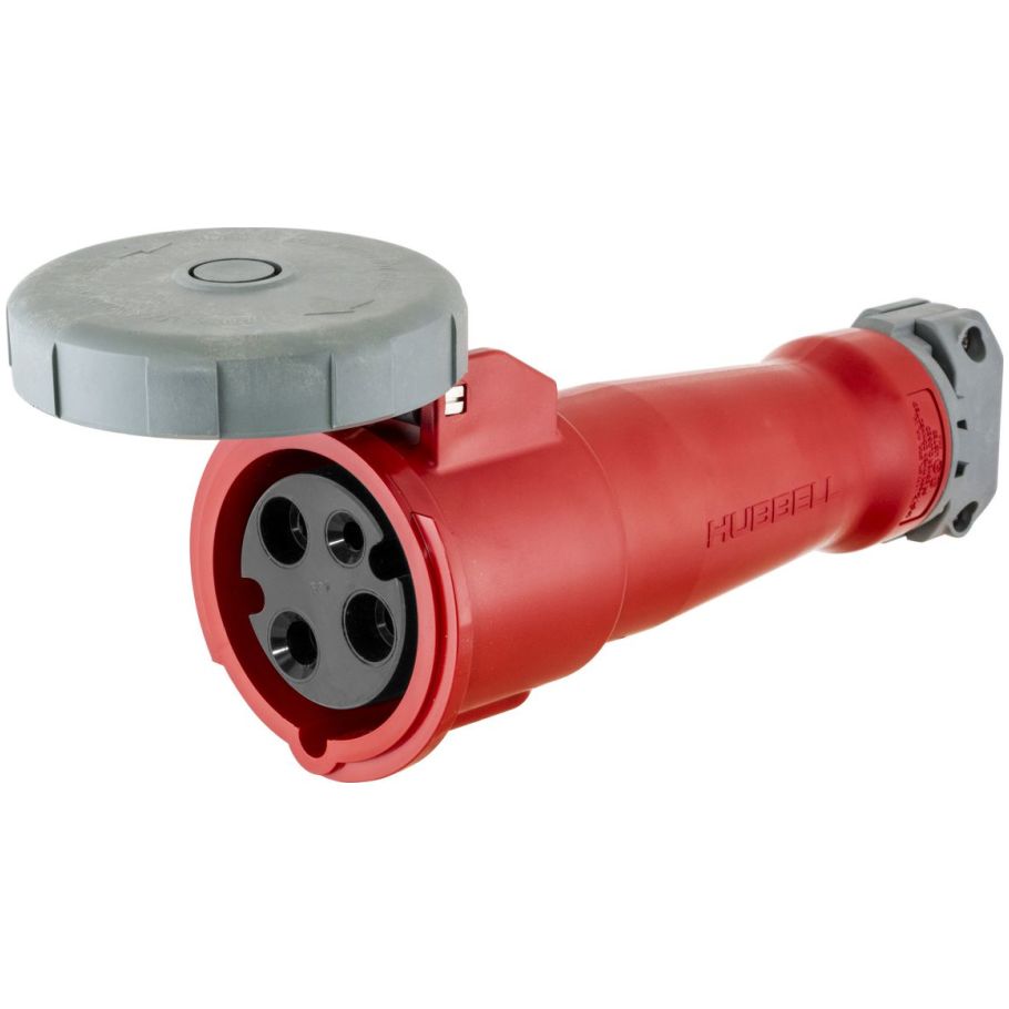 HBL Heavy Duty Series, Watertight Connector Body, Cord Mounted, 480V ac, 30A, 2-Pole, 3-Wire,  12 to  8 AWG, Standard, Red