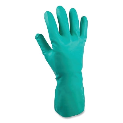 NM15 Chemical Protection Nitrile Gloves, 13 in Straight Cuff, Unlined/Unsupported, Size 9/Large, Green, 15 mil Thick