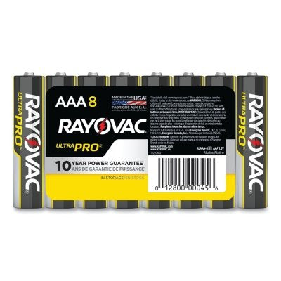 Ultra Pro Alkaline Battery, 1.5V, AAA, Shrink Pack, 8/PK