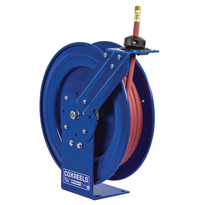 HI-VIS Safety Hose Series Spring Driven Hose P Series Model Reel, 1/2 in Hose ID, 50 ft Hose