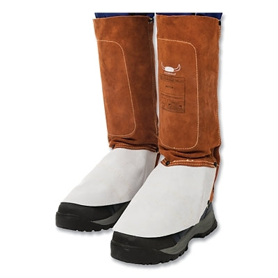 STEERSOtuff Leggings, 14 in, One Size, Side Split Cowhide/Kevlar Thread, Elastic Strap/Hook-and-Loop, Lava Brown