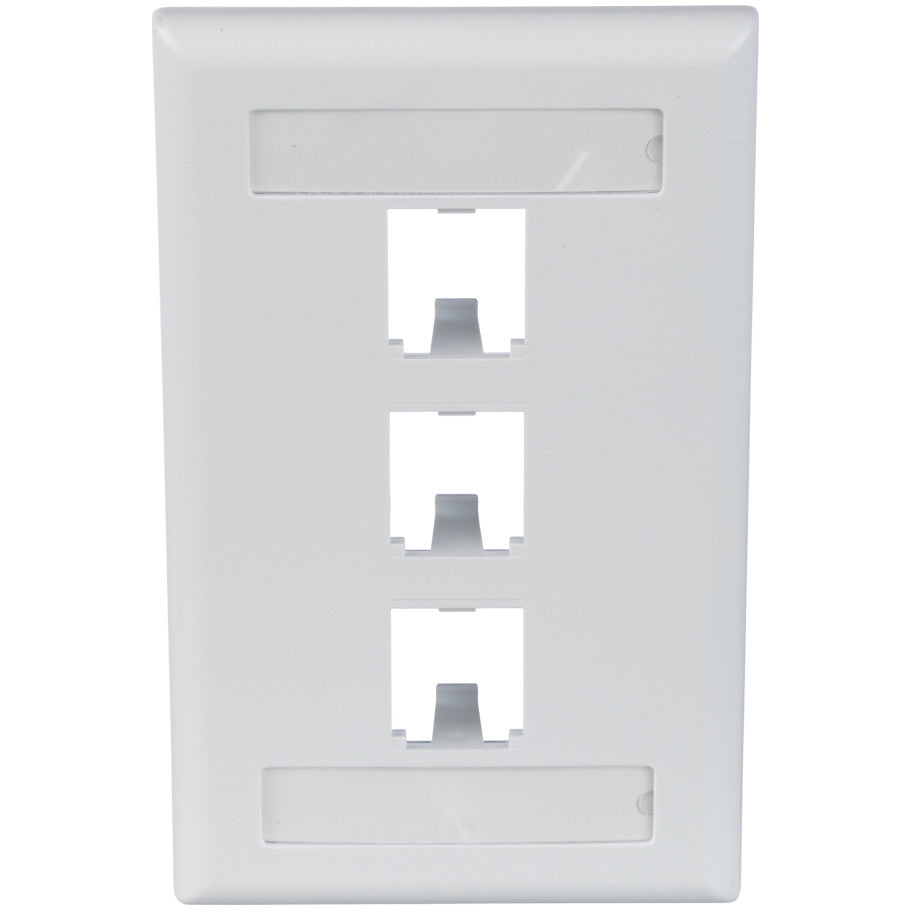 Mini-Com Classic Series, 1 Gang, Vertical Faceplate, 3-Port, White