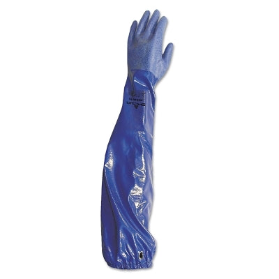 NSK26 Chemical Protection Nitrile Coated Gloves, NSK26, 11/X-Large, Elastic Cuff, Rough Grip, Cotton Liner, Blue