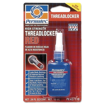 High Strength Red Threadlocker, 10 mL, 1/4 in to 3/4 in Thread