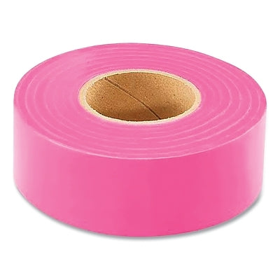 Flagging Tape, 1-3/16 in W x 150 ft L, Fluorescent Pink