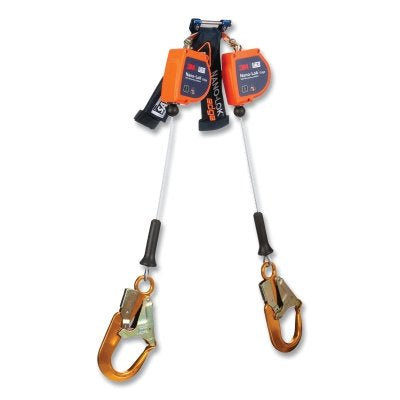 3M 3500280 Nano-Lok Edge Self-Retracting Lifeline, 8 ft, Rebar Snap Hook, 420 lb, 2 Legs, Galvanized Cable