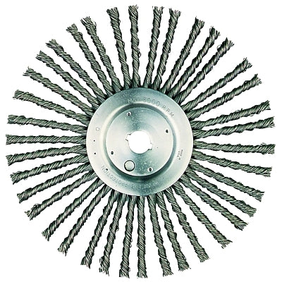 Cable Twist Wire Wheels, 12 in D x 3/8 in W, .035 in Steel Wire, 52 Knots