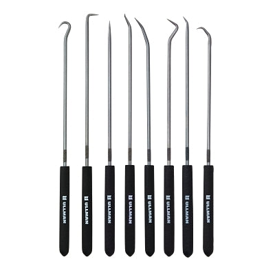 8-Pc Hook and Pick Set, High Carbon Steel, Rubber Handles, 9-3/4 in L, Nylon Pouch
