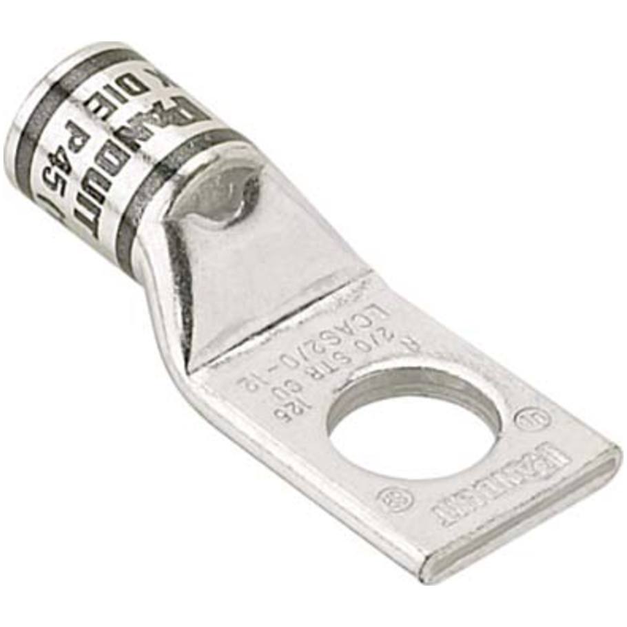Pan-Lug Compression Connector Lug, Copper, Tin-Plated, 1-Hole, 2 AWG, 3/8 in. Stud, Brown, 1.66 in. L