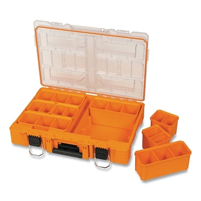 MODbox Compontent Box, Tall, Full Width, 8 Compartments, 22 in L x 15.5 in W x 5.2 in H, Orange