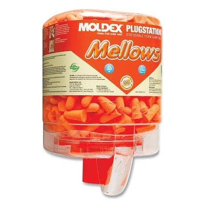PlugStation Earplug Dispenser, Disposable Plastic Bottle, Foam Earplugs, Bright Orange, Mellows