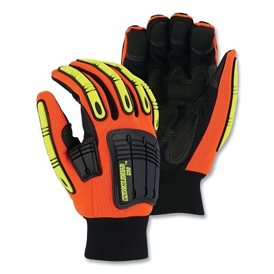 Winter Lined Thinsulate Knucklehead X10 Armor Skin Mechanics Gloves, Armor Skin, 10/Large, Black/Hi-vis Yellow/Orange