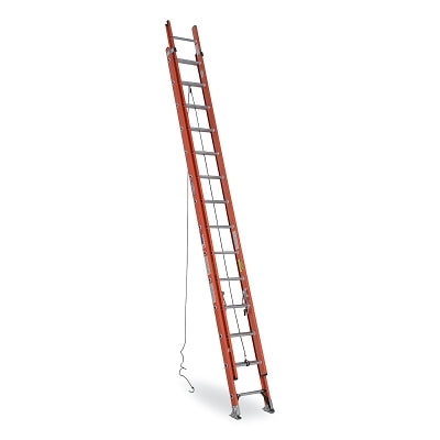 Fiberglass D-Rung Extension Ladder, D6228-2, Type IA, 28 ft L, 19 in W, 300 lb Load Capacity, Orange