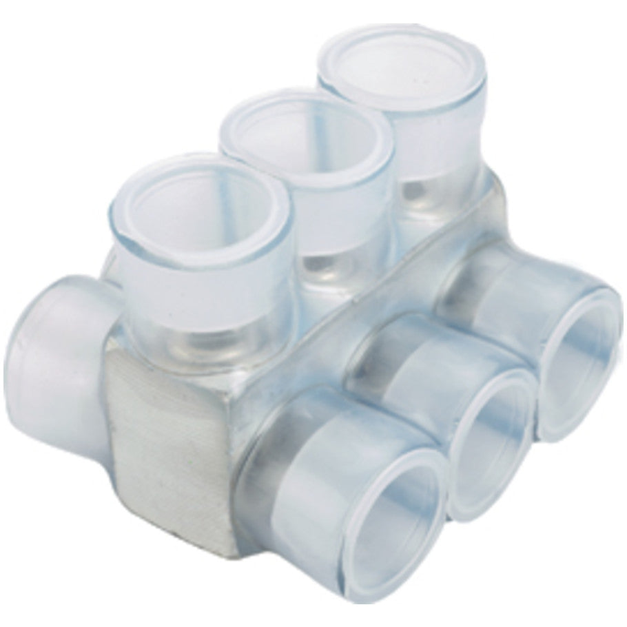 Pan-Lug PCSB600-3-3Y Multi-Tap Mech Con, Double Sided, Aluminum / Clear PVC