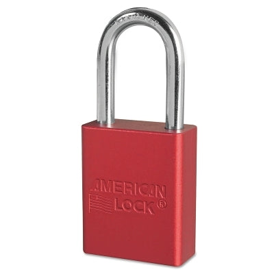 Solid Aluminum Padlocks, 1/4 in Dia, 1-1/2 in L x 3/4 in W, Red