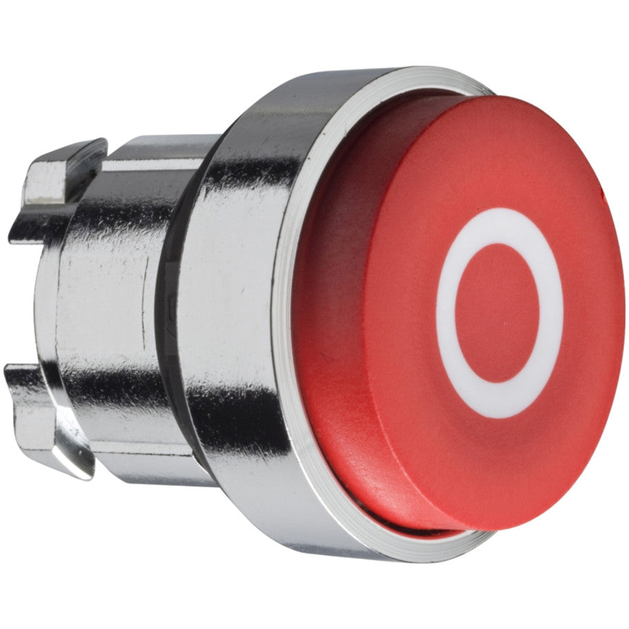 Projecting push button head 40mm, Harmony XB4, metal, red, 22mm, spring return, marked O