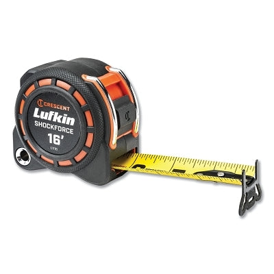 Shockforce Nite Eye Dual-Sided Tape Measure, 1-3/16 in W x 16 ft L, Yellow Blade