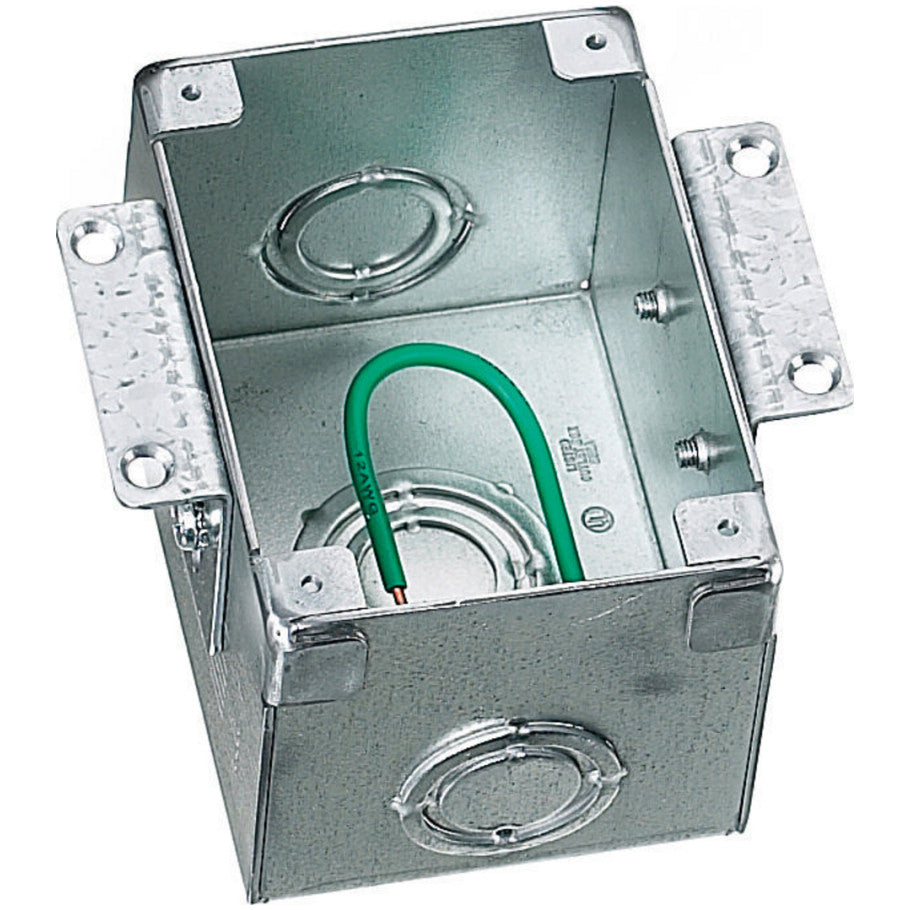 Rectangular Stamped Steel Floor Box for Wooden Floors, 1-Gang