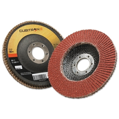 3M 051141-55625 Cubitron II Flap Discs 967A, 4-1/2 in dia x 7/8 in AH, T29, 80+, 13300 RPM