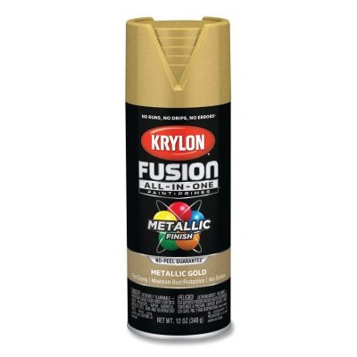 Fusion All-in-One Paints + Primers, 12 oz, Aerosol Can, Metallic Gold