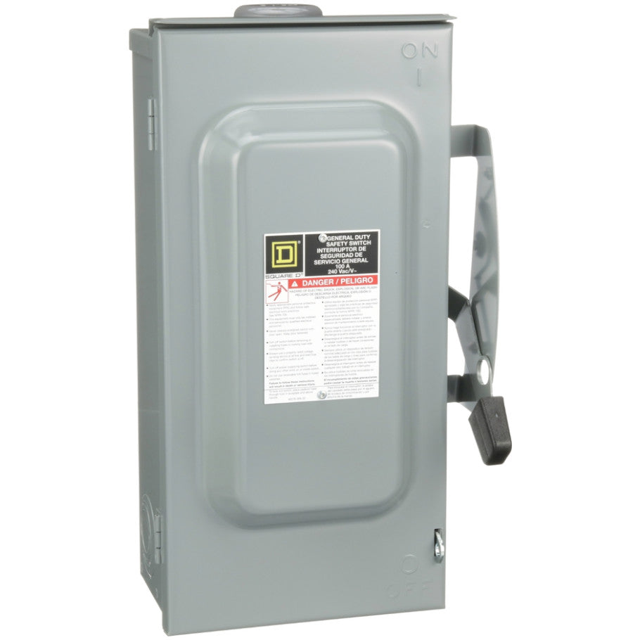 General Duty Safety Switch, Fusible, 100A, 2-Pole, 30hp, 240V ac, NEMA 3R