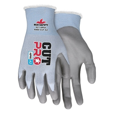 CutPro 92718PU 18-ga HyperMax PU Coated Gloves, X-Small, Gray/Light Blue