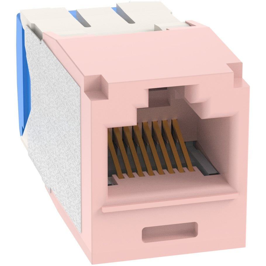 Mini-Com, Cat 6A, UTP Jack Module, ABS, RJ45 to RJ45, T568A/T568B, 8-Position, 8-Wire, Pink, 1.5 L x 0.71 H x 1.5 D in.
