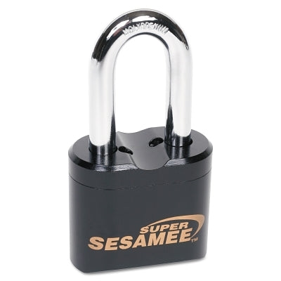 Super Sesamee Keyless Padlock, 7/16 in dia, 1 in L, 7/8 in W, Black, 2 in Shackle Clearance