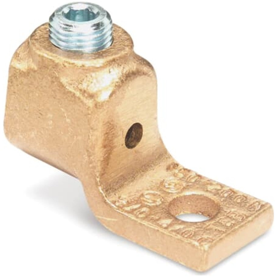 Locktite Copper Cone Screw Lug for Conductor Range 4-2/0, 3/8 Inch Bolt Hole, Wrench Torque 150 In/Lbs