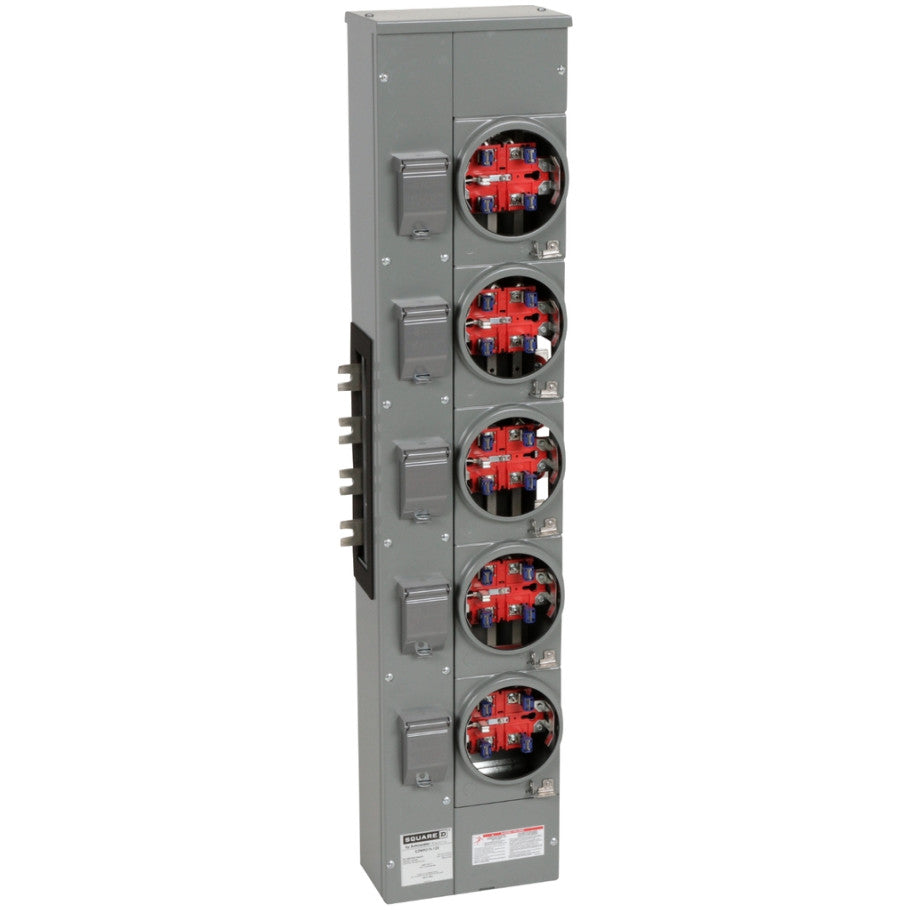 EZ Meter Pak EZMR Residential Branch Unit, 5 Jaw Ringless Socket Without Bypass, 125A, 3 Phase IN